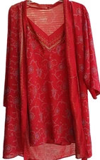 Josie Natori Women’s XS-S  Semi Sheer Robe & Nightie Dress Pajama Set