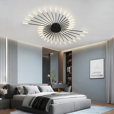 Natural Light Plug-in LED Source Fireworks LED Ceiling Light for Bedrooms,Black
