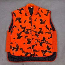 Vintage Refrigiwear Vest Mens Extra Large Orange Camo Hunting Insulated Made USA