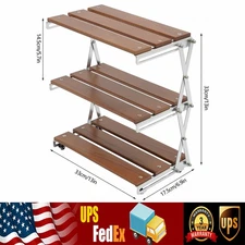 Camping Folding Storage Rack Portable Outdoor Cookware Storage 3 Tier Table