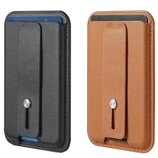 Portable Magnetic Card Case,3-Card Holder,Secure Grip Finger Loop for Iphone 15