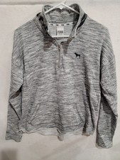 PINK Victoria's Secret Quarter Zip Pullover Sweatshirt Heather Gray Medium