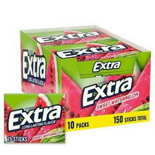 EXTRA Sweet Watermelon Sugar Free Chewing Gum Bulk, 15 Pieces Pack of 10