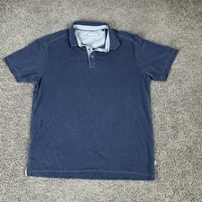 Tommy Bahama Polo Shirt Mens Medium Blue Tencel Blend Short Sleeve READ