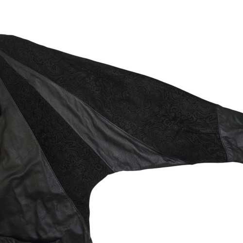 Vintage G4000 Plus Giacca di Pelle 18 1/2 Nero Manica Paisley Cappotto Donna 1X 2X - Foto 3 di 14