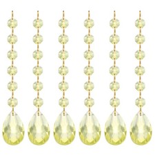 Teardrop Crystal Chandelier, 6 Pack 160mm Length Prisms Part Light Yellow