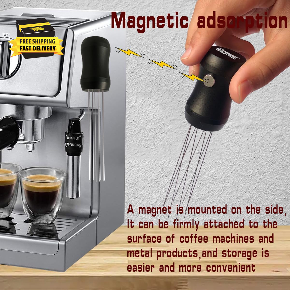 Magnetic Espresso Distribution Tool - Flick WDT Tool with 8X0.4Mm Stainless Stee