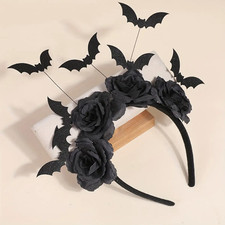 Halloween Party Headband Cute Witch Hat with Black Artificial Flowers