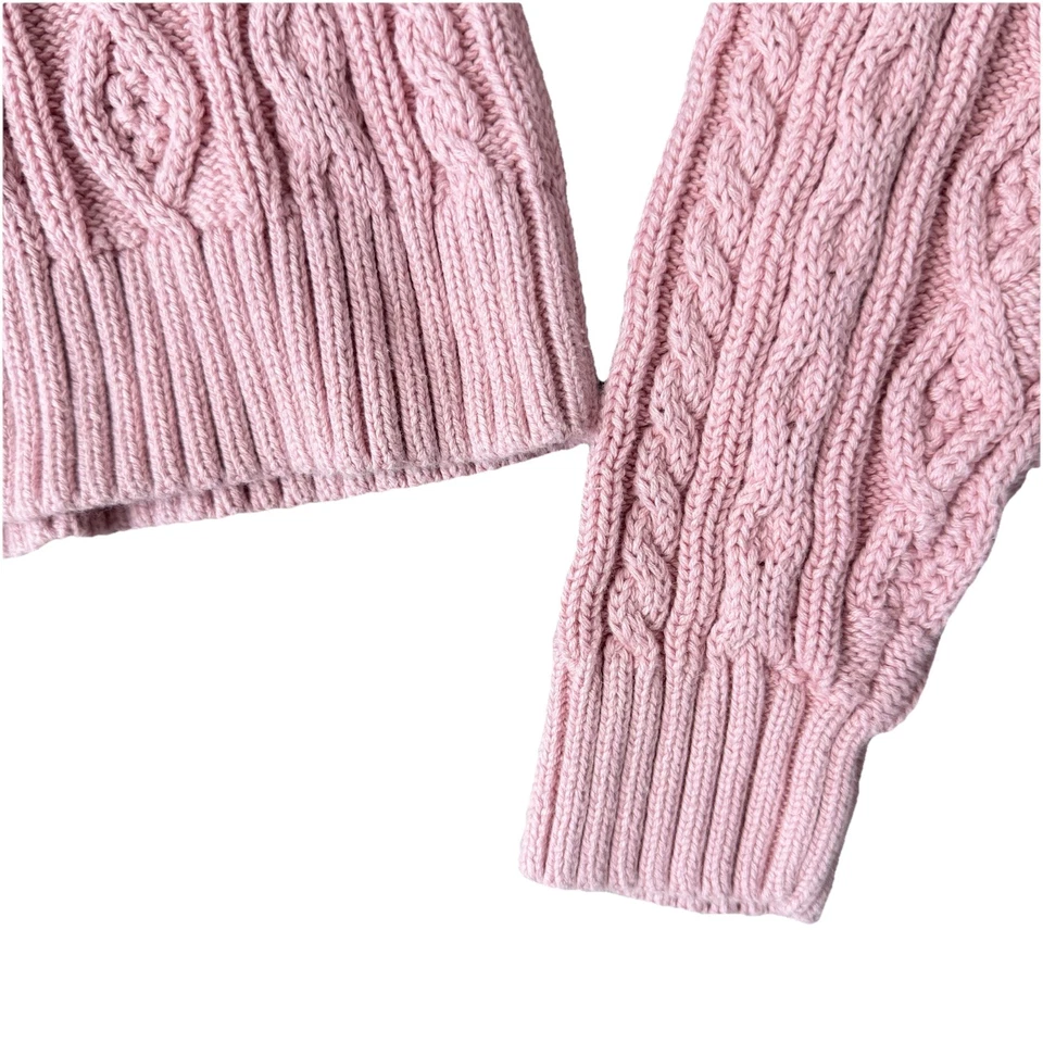 Gap x Loveshackfancy Pink Cable Knit Sweater Girls XL Cottagecore Preppy Classic - Image 3 of 4