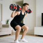 6-in-1 Adjustable Weight Dumbbells Set, 20kg Free Weights Set, Red