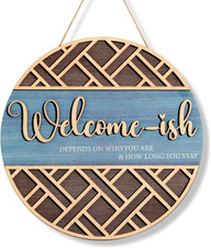 3D Welcome Sign for Front Door Rustic Front Door Decor Welcome-Ish Door Decor Ha