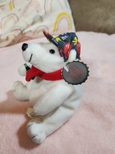 1998 Coca-Cola Polar Bear Bean Bag Plush 6" Coke Hat Scarf W/ Tag