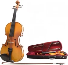 Mendini Acoustic Violin Instrument with Bow, Case 3/4 - Varnish BoxDamaged