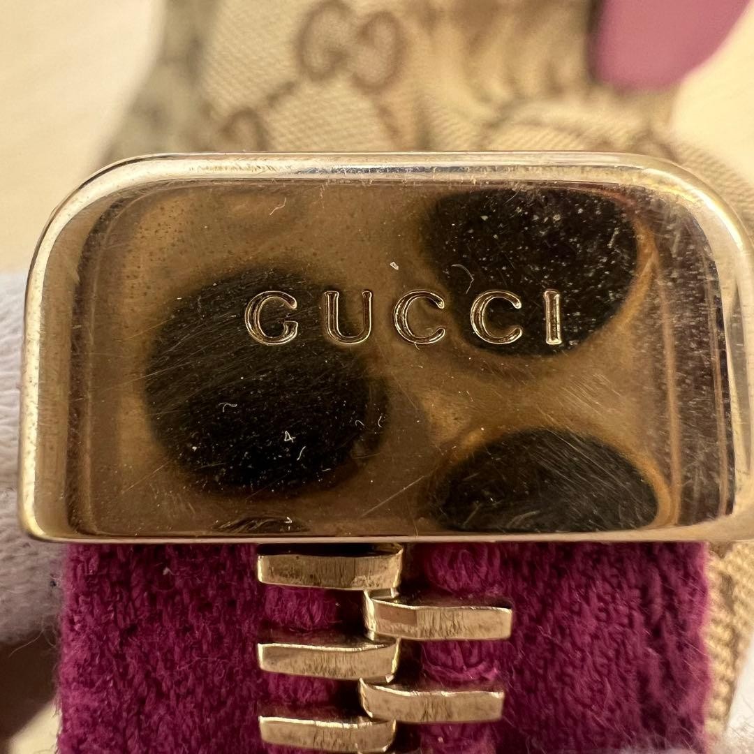 GUCCI Tote Bag Pink Canvas Leather Heart Charm Bamboo Gold Authentic Women's thumbnail 10