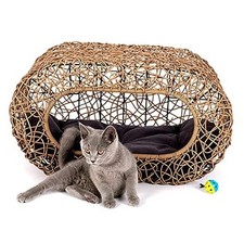 Fun Stackable Cat Condo for Indoor Cats - Brown - normal woven Brown