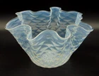 Vintage Opalescent Murano Art Glass Handkerchief Vase w Diamond Optic Pattern