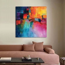 Pink Hand Painted Oil Painting Fashion Abstract Wall Pictures Canvas Decor Art