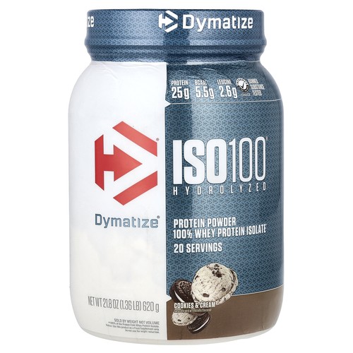 ISO100® Hydrolyzed, 100% Whey Protein Isolate, Cookies & Cream, 1.36 lb (620 g)
