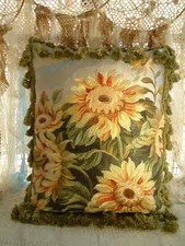 20" Antique Decorative Blooming Rose Buds French Floral Embriodery Pillow Cover