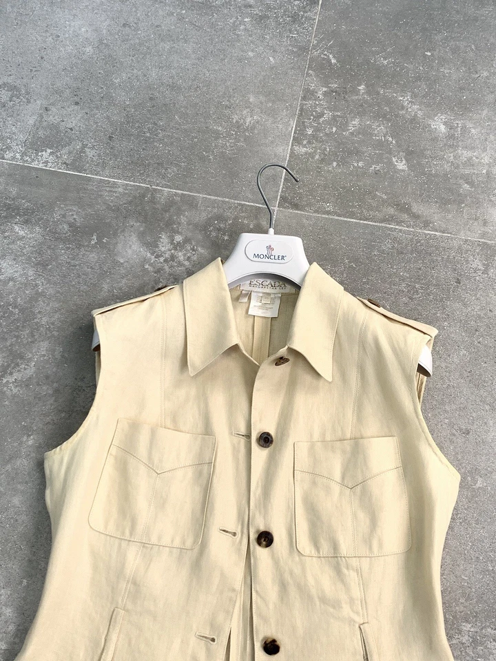Vintage Women's ESCADA LINEN Lightweight Sleeveless Vest Gilet EU 36 UK 8-10 S-M - Image 3 of 4