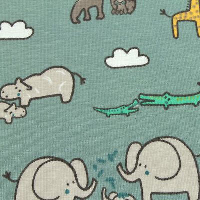 Kinderstoff Baumwollstoff Elefanten Mint Stoff Kinderstoff