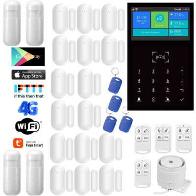 V60 Tuya APP WiFi+US/EU 4G GSM Wireless Home Security Alarm System+Alexa+Google