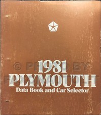1981 Plymouth Data Book Dealer Album Trail Duster Voyager Fury Relaint Etc Facts