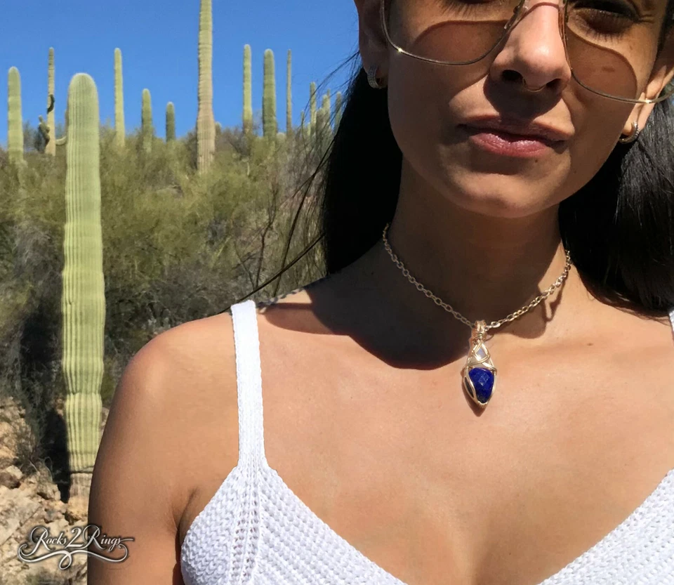 Lapis Lazuli and Rainbow Moonstone Pendant Necklace LMG2 - Image 3 of 4