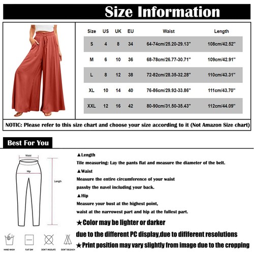 Wide Leg Pants for Women Casual Loose High Waisted Lounge Flowy Pants w/ Pockets - Picture 5 of 13