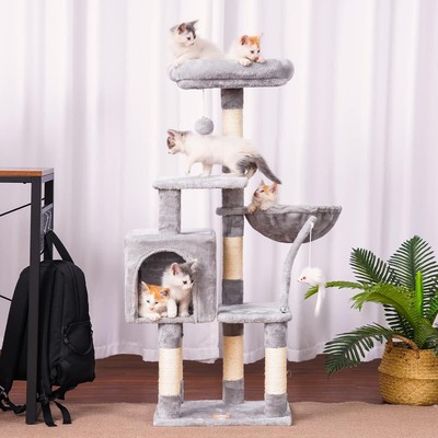 43in Large Cat Tree Tower for Indoor Cats Condo Scratching Post Pet Play House