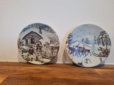 Paar Arabia Finland Keramik Wandteller 1981 #11 & #12 Alariesto 12 cm