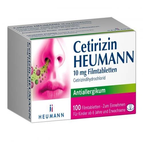 HEUMANN PHARMA GMBH & CO. GENERICA KG CETIRIZIN Heumann 10mg bei Allergie 100 Filmtabletten Antiallergikum PZN 2075479