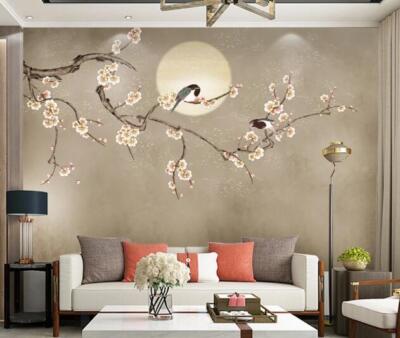 3D Flower Branch Moon 45474NA Wallpaper Wall Murals Removable Wallpaper Fay