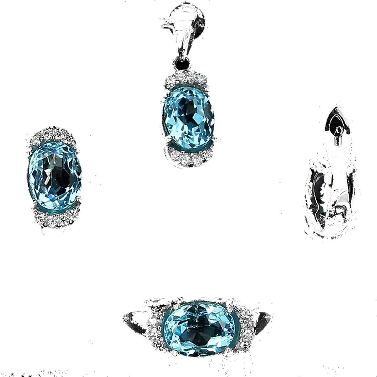 Bijoux pierres et minéraux parure topaze bleu véritable bague collier
