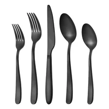 40 Pieces Matte Black Silverware Set for 8 Stainless Steel Tableware Kitchen
