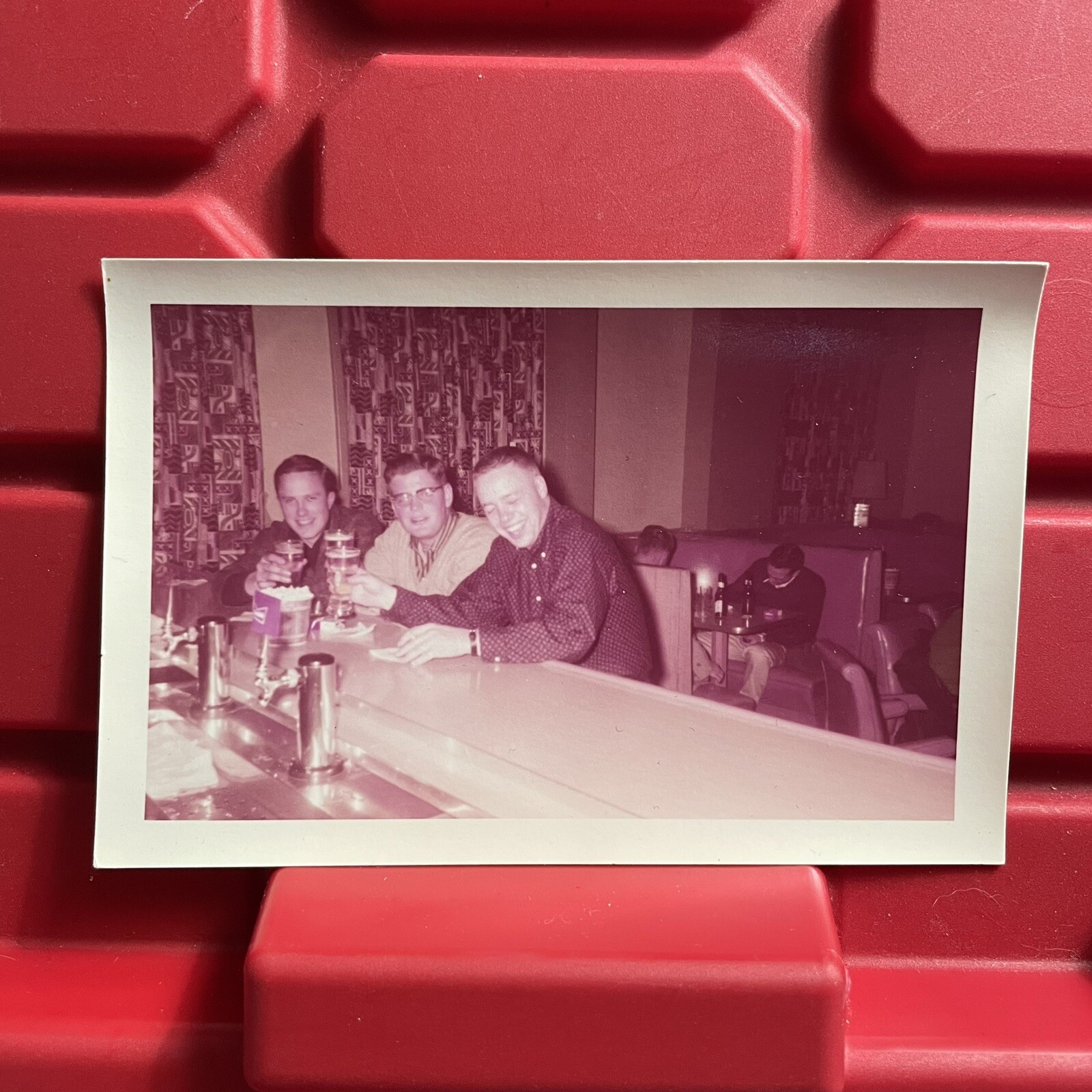 Men Drinking At A Bar 5 1/4 x 3 1/2 Photograph Kodak Color Vintage 1958