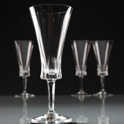 4 Vintage Kristall Sektgläser Sektkelch Gläser Eisch Carina ~ 50er 60er Jahre KA