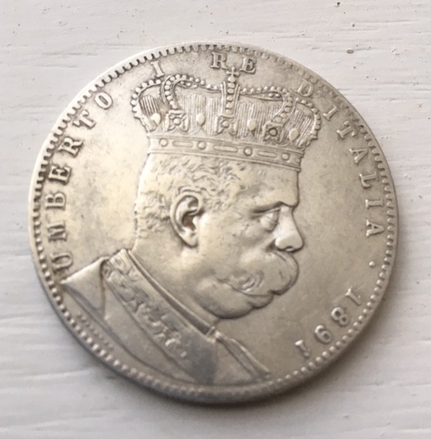 Umberto I Re d'Italia, 1891, colonia Eritrea, L 5, Tallero | eBay