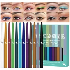 evpct 12Pcs Colored Glitter Shimmery Shimmer Gel Eyeliner Pencils Set for Women,