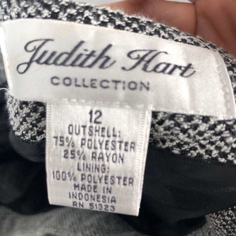 Pantalones Judith Hart Mujer 12 Negro Blanco Moteado Carrera Oficina Pierna Recta Foto 4 de 4
