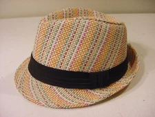 100% PAPER HAT - MULTICOLOR RAINBOW PATTERN - SIZE 58 LADIES WOMEN'S 