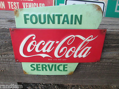 Coca Cola advertising Fountain Service reg us pat Ice Cold Bottles Embossed COKE