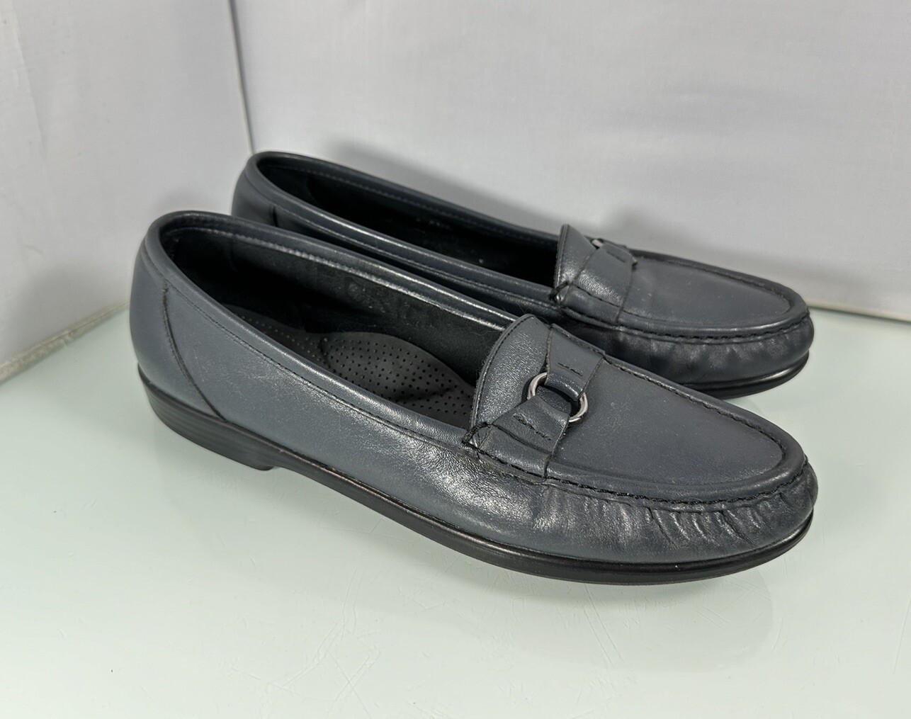 SAS Women's Tripad Comfort Blue Leather Slip On Loafers Shoes US