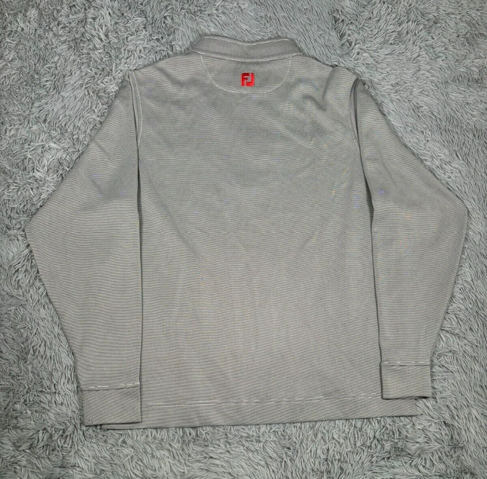 Footjoy Mens Sweater 2XL Gray Striped Tour Collar Hartefeld National