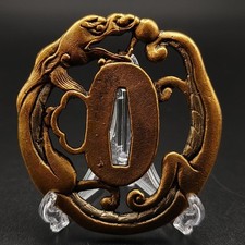 Japanese Tsuba Dragon Design Copper Gold Silver Plated Dragon Tsuba Nihonto