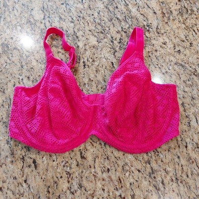 Elomi PINK BAZARUTO Plunge Underwire Crochet Bikini Swim Top, US 36I, UK 36G