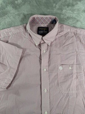 Wrangler George Strait Shirt Mens 2XL Pink Geometric Short Sleeve Button Up