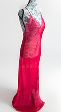 Vintage Y2K Victoria Secret Red High Slit Sheer Maxi Slip Red Whimsy Fairy Goth