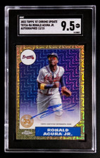 2023 Topps Chrome Ronald Acuna Jr. 1987 Gold Refractor Auto Jersey #d/15 SGC 9.5