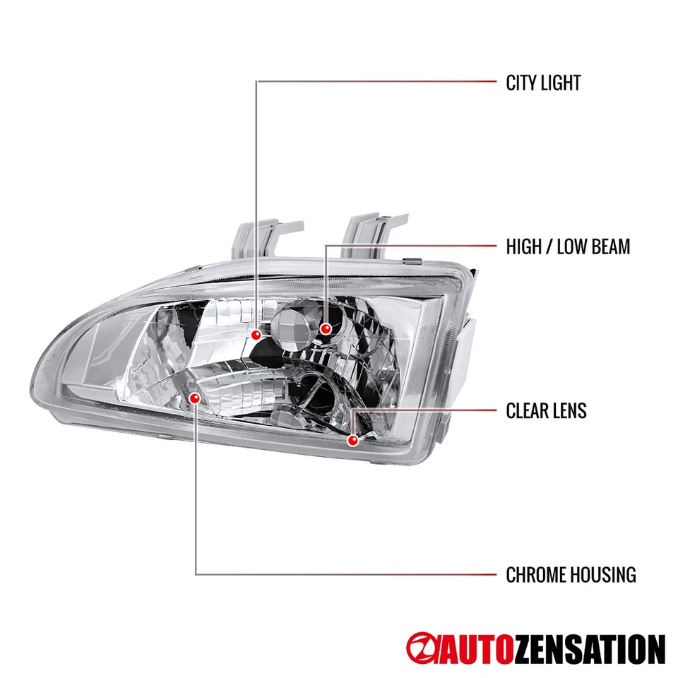 Fit 1992 1993 1994 1995 Honda Civic Headlights+Corner Signal Lamps Left+Right - Imagem 3 de 4